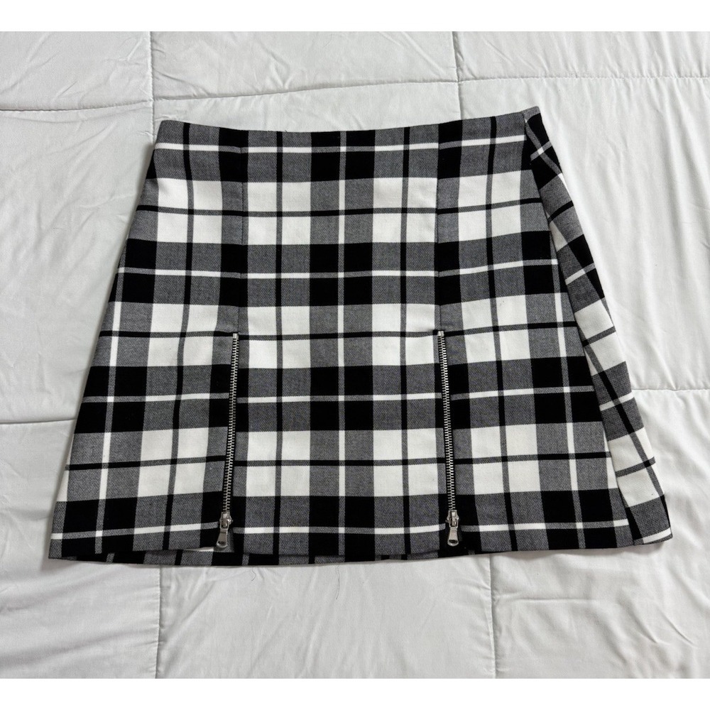 Zara Mini Skirt Size Small Black White Plaid Retro 90s Clueless Y2K Soft EUC